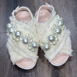 Simone Rocha cream pearl slide sandals
